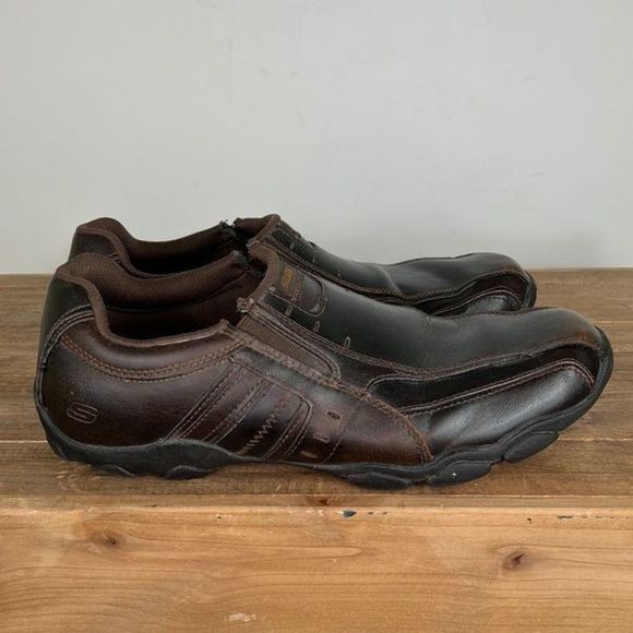 Skechers Other - Skechers brown leather diameter nerves slip on loafers us mens size 10.5